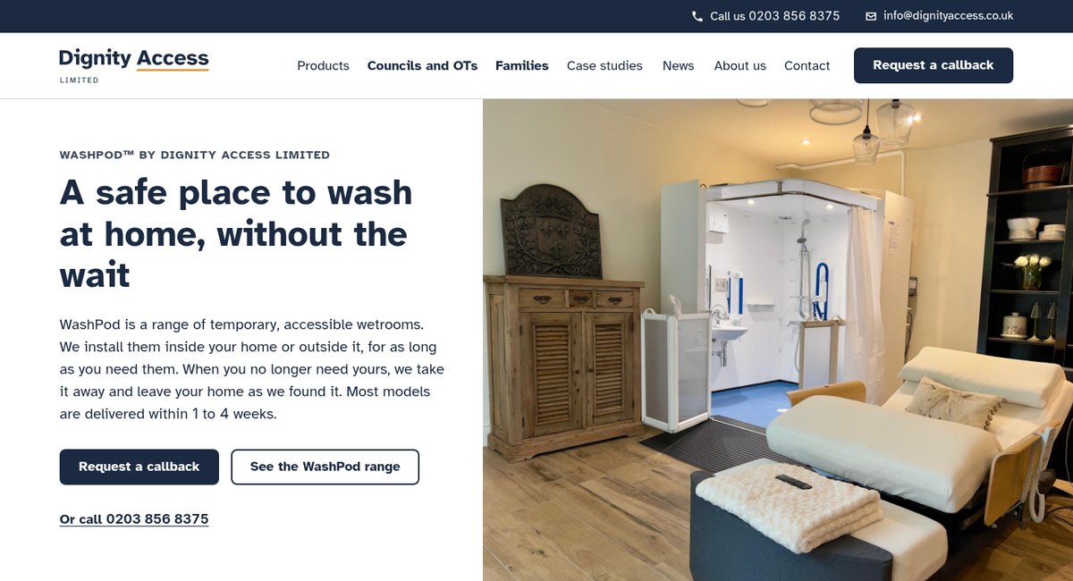 Dignity Access website home page design (launch planned)